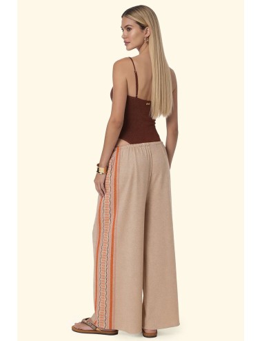 Donna pantalone palazzo fk sabbia lurex con coulisse in vita