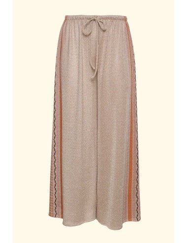 Donna pantalone palazzo fk sabbia lurex con coulisse in vita
