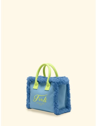 Donna borsa cesto fk azzurro cotone zip e tracolla removibile