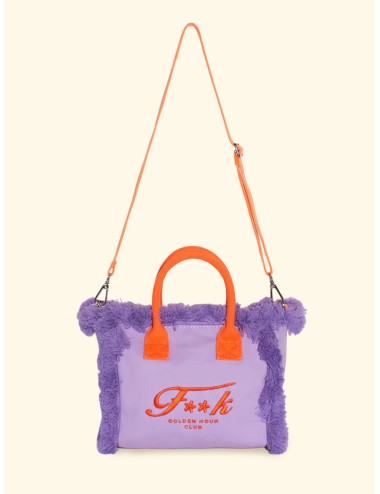 Donna borsa cesto fk violet cotone zip e tracolla removibile