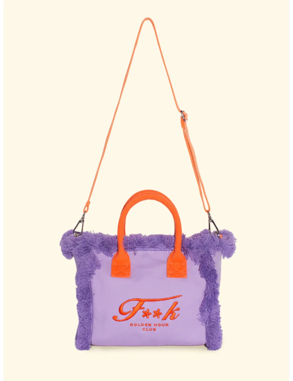 Donna borsa cesto fk violet cotone zip e tracolla removibile