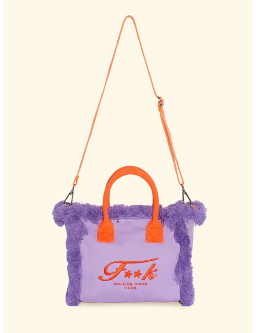 Donna borsa cesto fk violet cotone zip e tracolla removibile