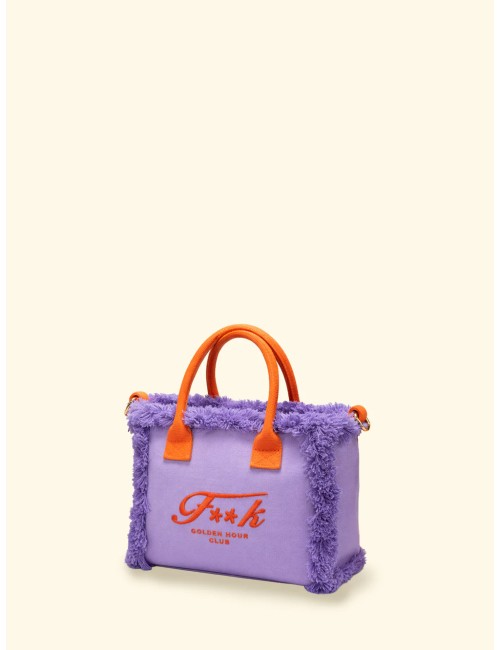 Donna borsa cesto fk violet cotone zip e tracolla removibile