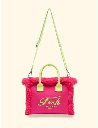 Donna borsa cesto fk fuxia cotone zip e tracolla removibile