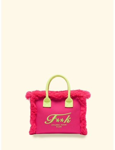 Donna borsa cesto fk fuxia cotone zip e tracolla removibile