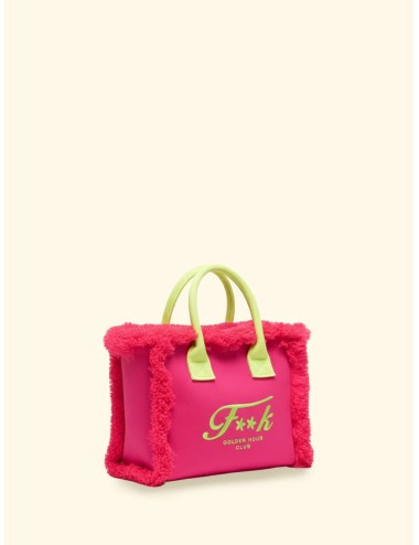 Donna borsa cesto fk fuxia cotone zip e tracolla removibile