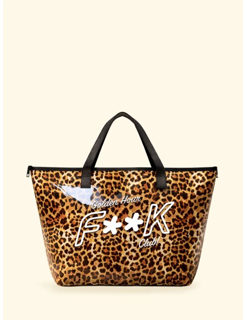 Donna maxi bag fk trasparente eco pvc con logo e chiusura zip