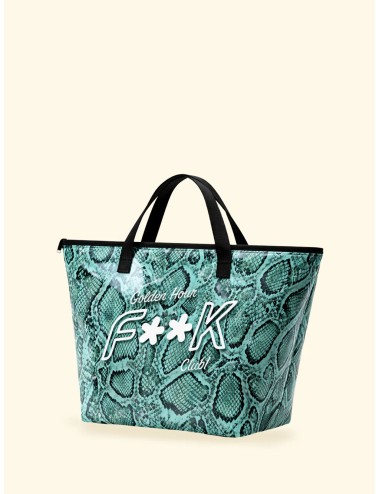 Donna maxi bag fk trasparente eco pvc con logo e chiusura zip x04