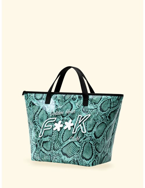 Donna maxi bag fk trasparente eco pvc con logo e chiusura zip x04
