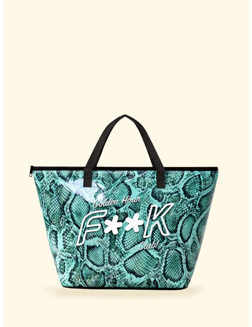 Donna maxi bag fk trasparente eco pvc con logo e chiusura zip x04