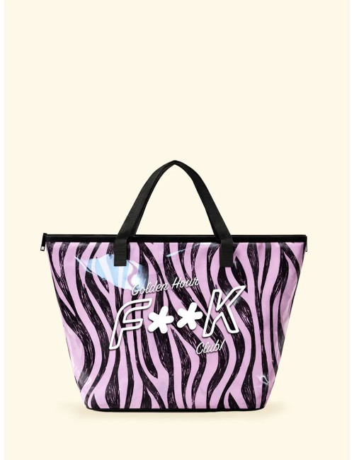 Donna maxi bag fk trasparente eco pvc con logo e chiusura zip x06