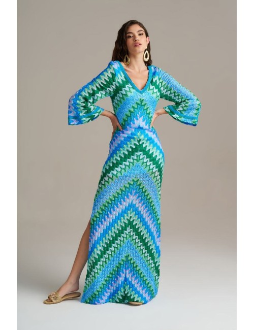Donna abito lungo pho firenze rachel multicolor made in italy