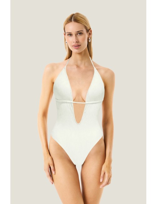 Donna costume intero 4giveness ribs colours bianco a costine