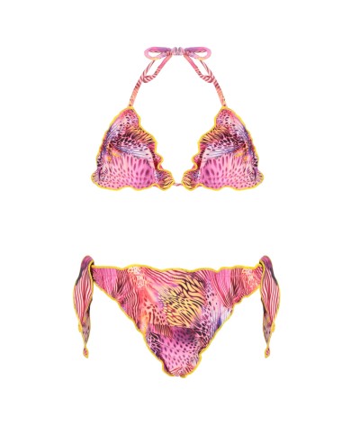 Bimba bikini triangolo 4giveness pink butterfly con nodi 4-14 anni