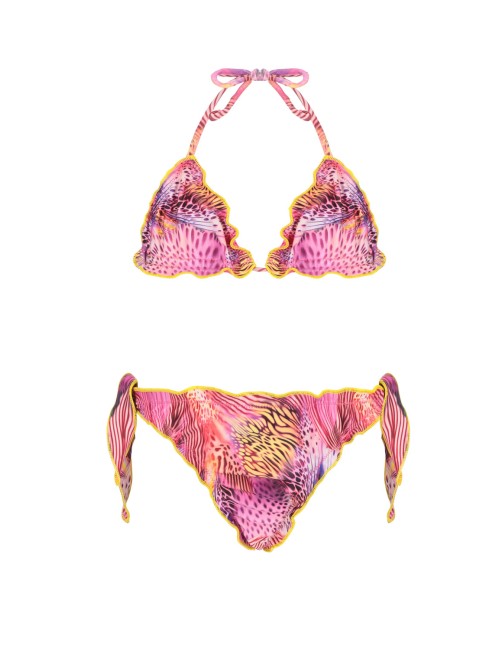 Bimba bikini triangolo 4giveness pink butterfly con nodi 4-14 anni