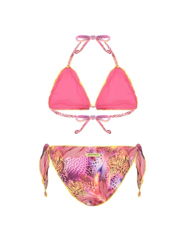 Bimba bikini triangolo 4giveness pink butterfly con nodi 4-14 anni