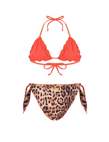 Bimba bikini triangolo 4giveness leopard con slip a nodi 4-14 anni