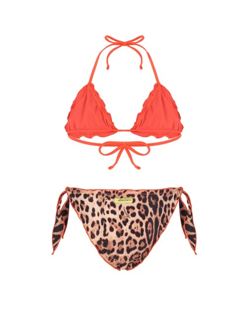Bimba bikini triangolo 4giveness leopard con slip a nodi 4-14 anni