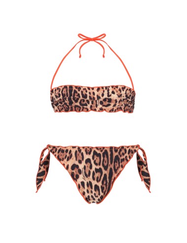 Bimba bikini fascia 4giveness leopard con slip a nodi 4-14 anni