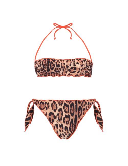 Bimba bikini fascia 4giveness leopard con slip a nodi 4-14 anni
