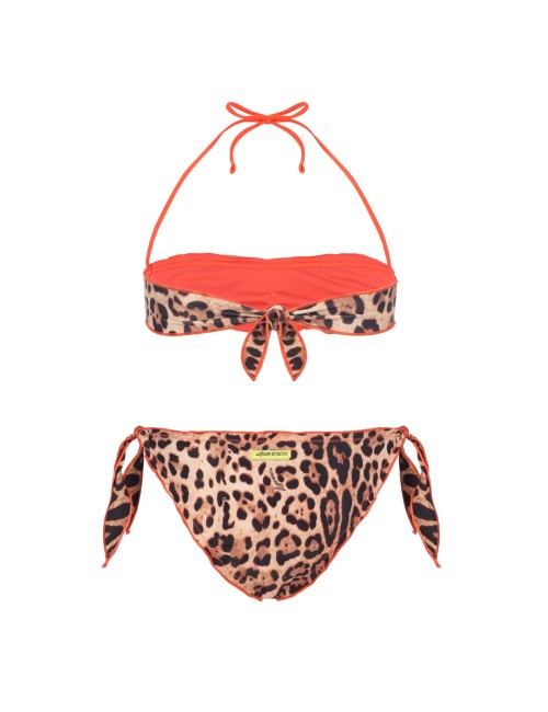 Bimba bikini fascia 4giveness leopard con slip a nodi 4-14 anni
