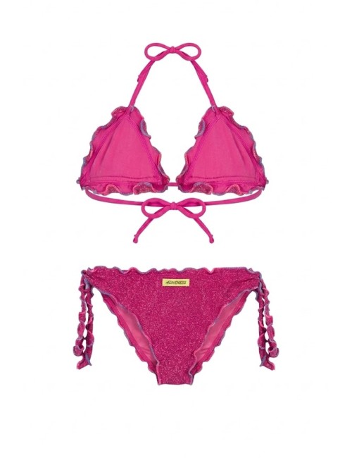 Bimba bikini triangolo 4giveness fucsia lurex con nodi 4-14 anni