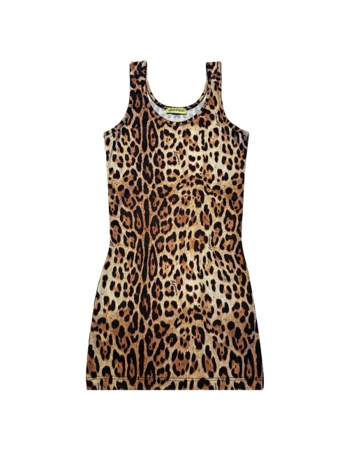 Bimba abito canotta 4giveness leopard in jersey morbido 4-16 anni