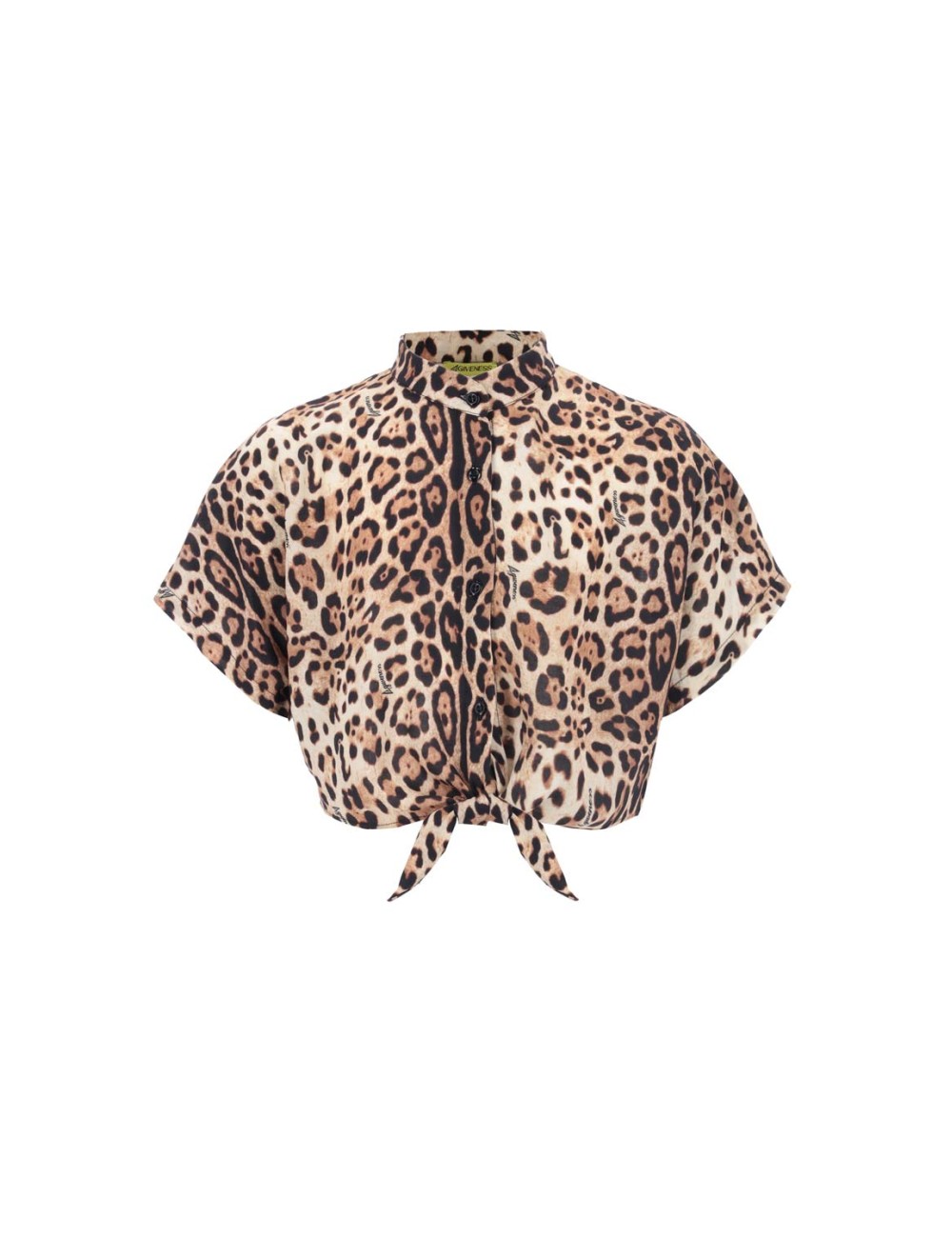 Bimba camicia crop 4giveness leopard in mussola con nodo 4-16 anni
