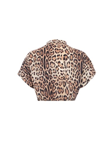 Bimba camicia crop 4giveness leopard in mussola con nodo 4-16 anni