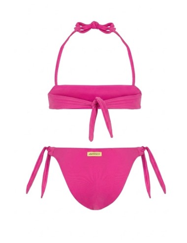 Bimba bikini fascia 4giveness fucsia con paillettes e slip a nodi