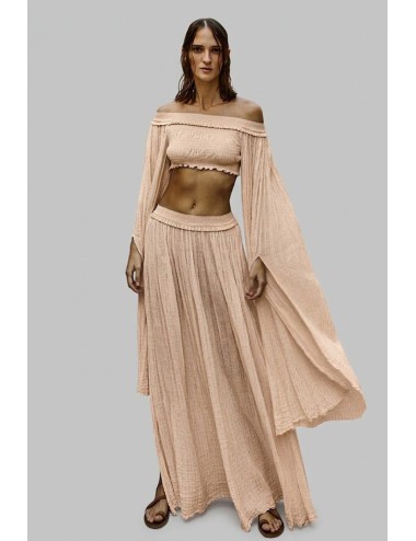 Christianzen - maxi gonna cotone garzato in lurex oro hamsa powder