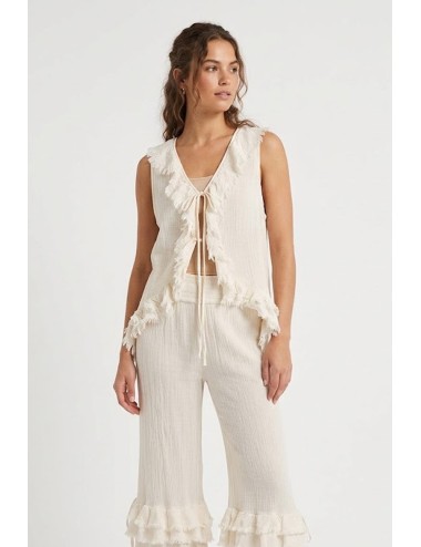 Donna gilet arizona christian zen in garza di cotone bianco avorio