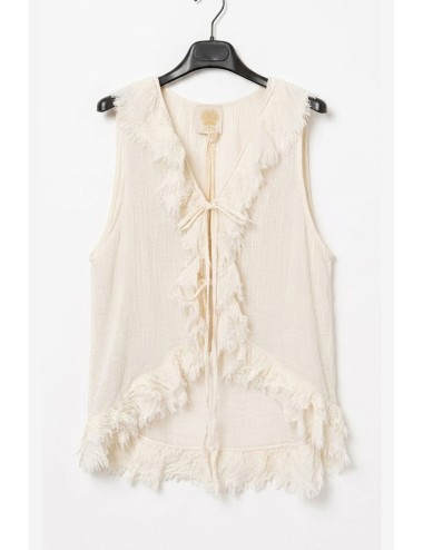 Donna gilet arizona christian zen in garza di cotone bianco avorio