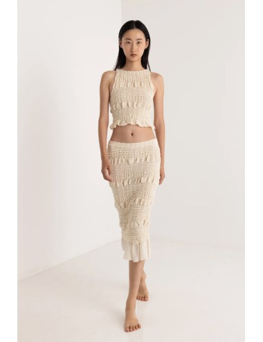 Donna set gonna niobe e top agave christian zen in cotone avorio