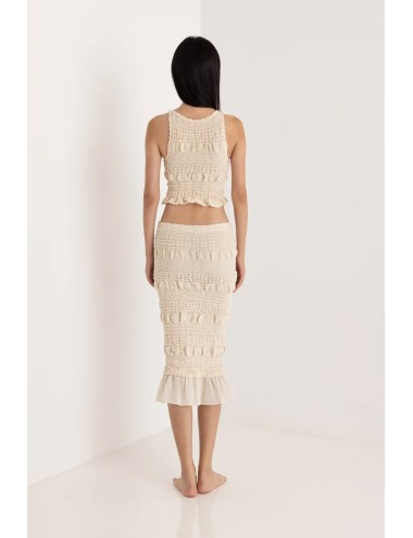 Donna set gonna niobe e top agave christian zen in cotone avorio