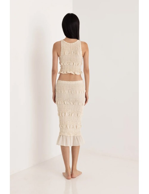 Donna set gonna niobe e top agave christian zen in cotone avorio