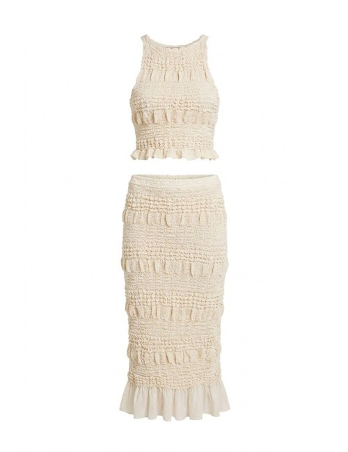 Donna set gonna niobe e top agave christian zen in cotone avorio