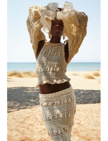 Donna set gonna niobe e top agave christian zen in cotone avorio
