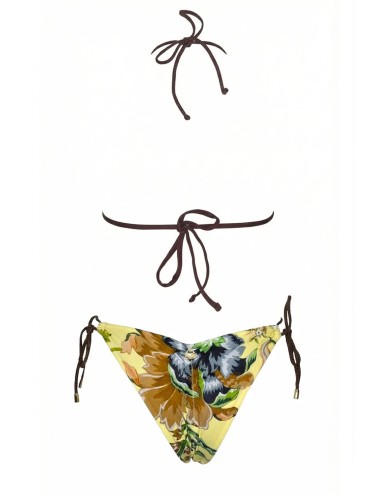 Donna bikini miss bikini triangolo rete paillettes verde e giallo