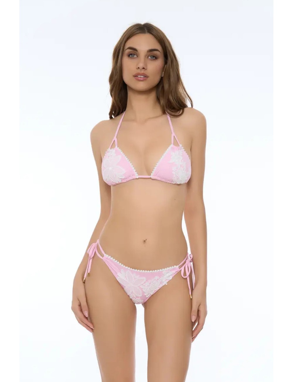 Donna bikini triangolo miss bikini luxe pizzo floreale rosa