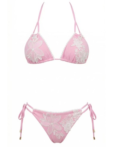 Donna bikini triangolo miss bikini luxe pizzo floreale rosa