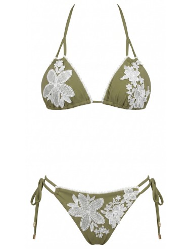 Donna bikini triangolo miss bikini luxe pizzo floreale verde