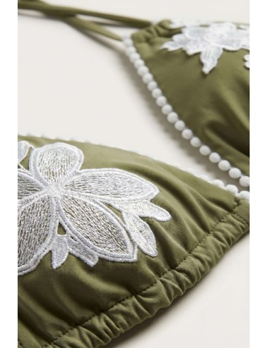 Donna bikini triangolo miss bikini luxe pizzo floreale verde