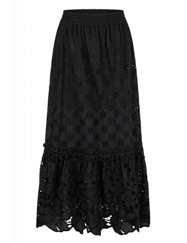 Donna gonna lunga ermanno scervino in cotone ricamo sangallo nero