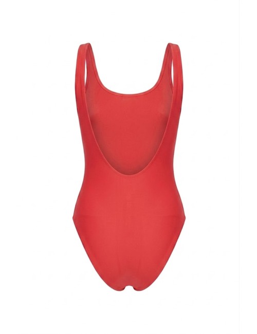 Donna costume intero ermanno scervino rosso ricamo floreale pizzo