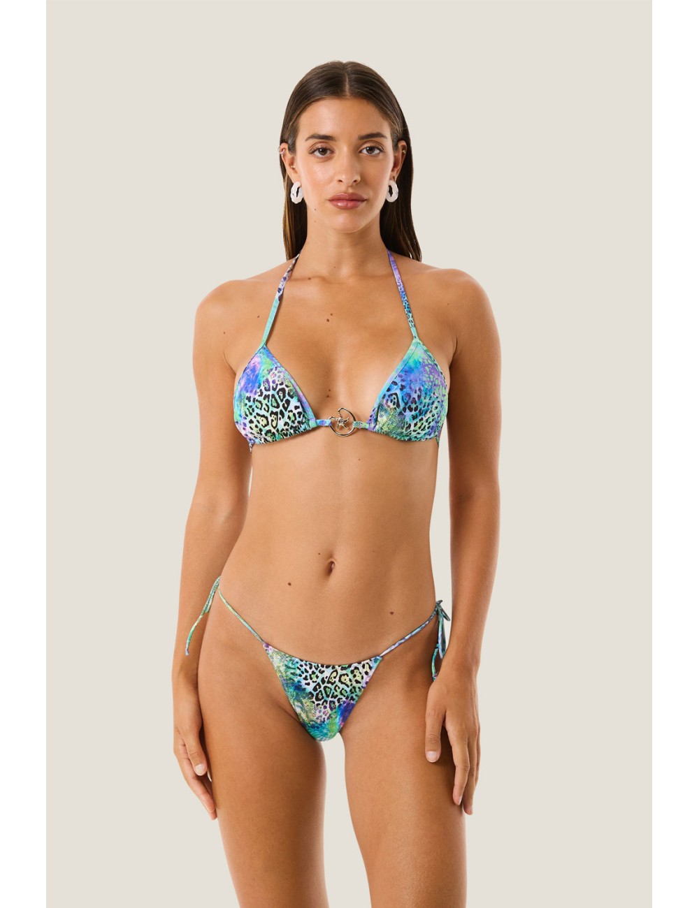 Donna bikini triangolo 4giveness patch animalier multicolor anello4GivenessPassioni Boutique