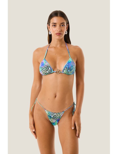 Donna bikini triangolo 4giveness marrone con inserti crochet gialli4GivenessPassioni Boutique