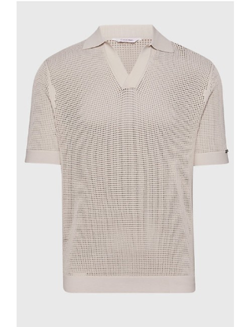 Ck - polo da spiaggia in maglia aperta km0km00963-ace beigeCalvin Klein UomoPassioni Boutique