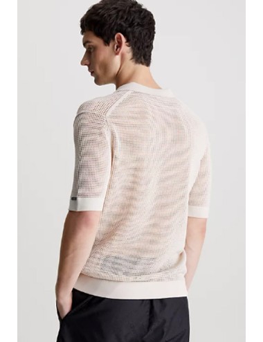 Ck - polo da spiaggia in maglia aperta km0km00963-ace beigeCalvin Klein UomoPassioni Boutique