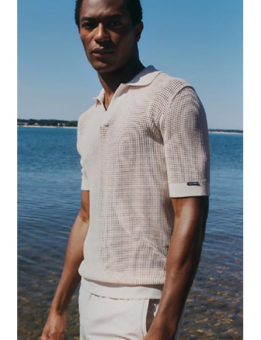 Ck - polo da spiaggia in maglia aperta km0km00963-ace beigeCalvin Klein UomoPassioni Boutique